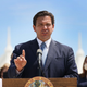 Florida Gov. Ron DeSantis speaks to the media about the cruise industry during a press conference at PortMiami on April 08, 2021, in Miami, Florida.
